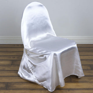 Versatile and Stylish White Universal Satin Chair Covers Versatile and Stylish White Universal Satin Chair Covers