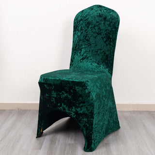 Indulge in Opulence with the Hunter Emerald Green Crushed Velvet Chair Cover Indulge in Opulence with the Hunter Emerald Green Crushed Velvet Chair Cover