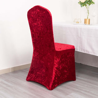 Red Crushed Velvet Chair Cover with Foot Pockets Red Crushed Velvet Chair Cover with Foot Pockets