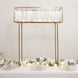 Gold Crystal Pendant Flower Stand, Metal Centerpiece Vase – 48" Tall Rectangular Display Rack