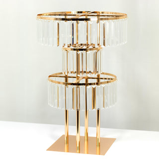 Elegant gold and crystal table lamp with a modern design.