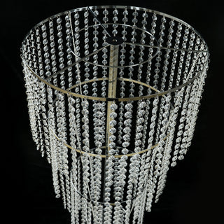 Crystal chandelier pendant with cascading beads and elegant design.
