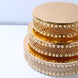Set of 3 Pearl Beaded Gold Metal Cake Stands, Stackable Round Cupcake Dessert Display Holders