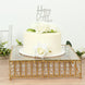 14" Square Gold Cake Stand with Hanging Crystal Beads and Glass Top – Metal Dessert Display Tray