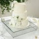 18inch Square Silver Cake Stand with Hanging Crystal Beads and Glass Top Metal Dessert Display Tray