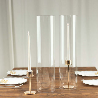 Timeless Elegance with Clear Candelabra Candle Holder Glass Shades Timeless Elegance with Clear Candelabra Candle Holder Glass Shades