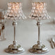 2 Pack Crystal Beaded Candle Holders – 12" Tall Silver Metal Centerpieces with Lamp-Inspired Shade for Tables & Events
