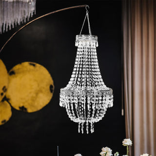 Elegant crystal chandelier with intricate beading and a classic design.