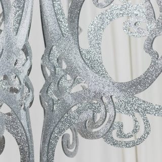 24inch Silver Glittered Acrylic Chandelier Hanging Decor, 3D Interlocking Cutout Design