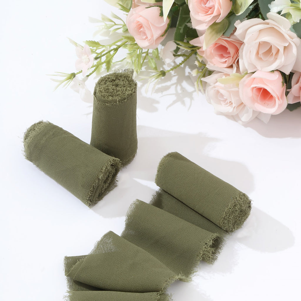 2 Pack  6yds Sage Green Silk Chiffon Ribbon Roll