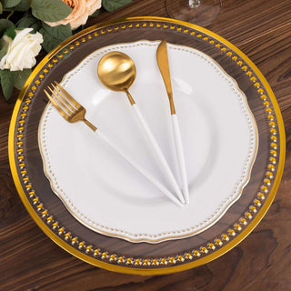 Create a Memorable Table Setting with Clear Gold Beaded Charger Plates Create a Memorable Table Setting with Clear Gold Beaded Charger Plates