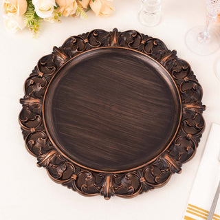 Elegant Dark Brown Retro Baroque Acrylic Charger Plates Elegant Dark Brown Retro Baroque Acrylic Charger Plates