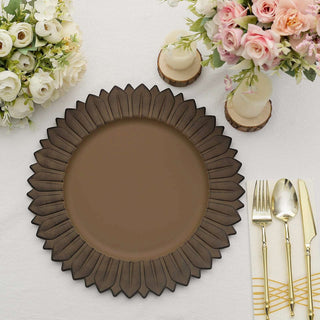 Add Elegance to Your Table with 6 Pack of 13" Matte Natural Sunflower Disposable Charger Plates Add Elegance to Your Table with 6 Pack of 13" Matte Natural Sunflower Disposable Charger Plates
