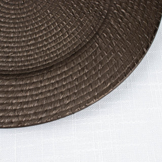 12-Pack Acrylic Round Charger Plates 13inch in Natural Brown with Rattan-Like Design