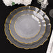 6 Pack Clear Plastic Charger Plates Gold Sunflower Scalloped Rim, 13inch Decorative Serving Plates