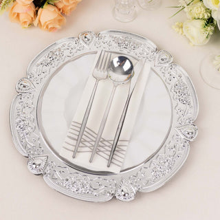 Create an Enchanting Atmosphere with Silver Round Acrylic Charger Plates Create an Enchanting Atmosphere with Silver Round Acrylic Charger Plates