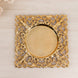 6 Pack Gold Square Acrylic Charger Plates with Hollow Lace Border