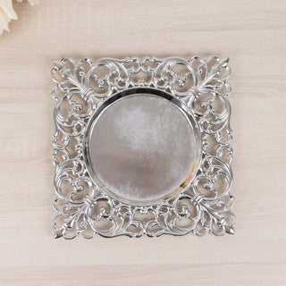 Silver Square Acrylic Charger Plates Silver Square Acrylic Charger Plates