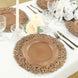 6-Pack Acrylic Round Charger Plates 13inch Brown / Brushed Gold with Vintage Floral Carved Rim
