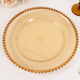 <span>Durable 13" Amber Gold Acrylic Charger Plates for Elegant Table Decor</span> <span>Durable 13" Amber Gold Acrylic Charger Plates for Elegant Table Decor</span>