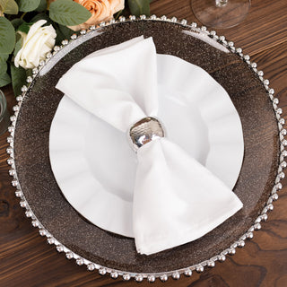 Durable and Elegant Black/Silver Beaded Charger Plates