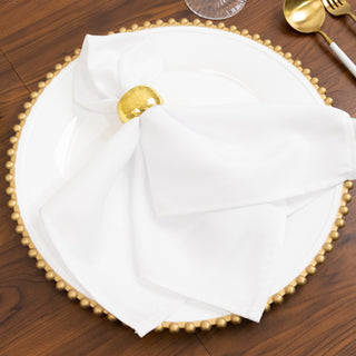 <span>Beautiful White Acrylic Charger Plates with Gold Beaded Rim</span> <span>Beautiful White Acrylic Charger Plates with Gold Beaded Rim</span>