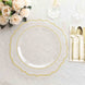 10 Pack Clear Economy Plastic Charger Plates With Gold Scalloped Rim, 13inch Round Decorative Dinner