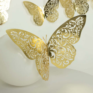 Giant Metallic Gold 3D Butterfly Wall Stickers Giant Metallic Gold 3D Butterfly Wall Stickers