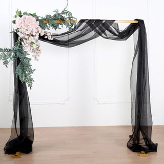 18ft Black Sheer Organza Wedding Arch Drapery Fabric 18ft Black Sheer Organza Wedding Arch Drapery Fabric