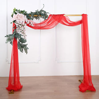 Add a Touch of Elegance with the 18ft Red Sheer Organza Wedding Arch Drapery Fabric Add a Touch of Elegance with the 18ft Red Sheer Organza Wedding Arch Drapery Fabric
