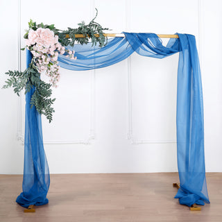 Elegant Royal Blue Sheer Organza Wedding Arch Drapery Fabric Elegant Royal Blue Sheer Organza Wedding Arch Drapery Fabric