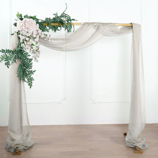 Elegant Silver Sheer Organza Wedding Arch Drapery Fabric