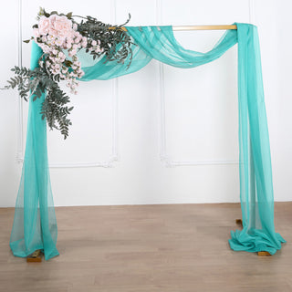 Turquoise Sheer Organza Wedding Arch Drapery Fabric Turquoise Sheer Organza Wedding Arch Drapery Fabric