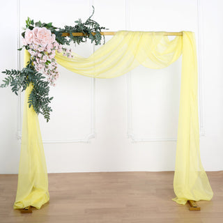 18ft Yellow Sheer Organza Wedding Arch Drapery Fabric 18ft Yellow Sheer Organza Wedding Arch Drapery Fabric