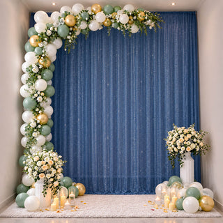 Elegant balloon arch and floral backdrop for wedding or baby shower photo booth