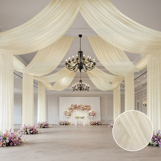 Beautiful Beige Sheer Ceiling Drapery To Upgrade Your Venue Beautiful Beige Sheer Ceiling Drapery To Upgrade Your Venue