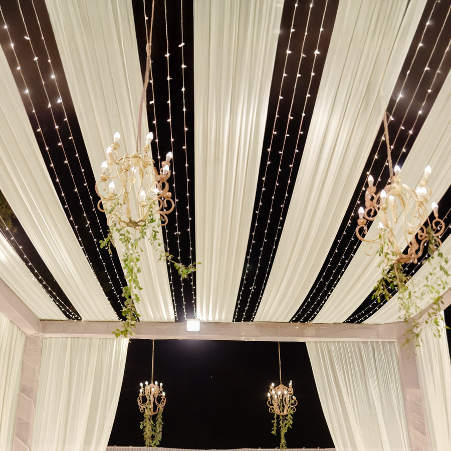 Beige Sheer Backdrop Drape – 5ftx32ft Wedding Arch & Ceiling Decor Panel, Wrinkle-Resistant Soft