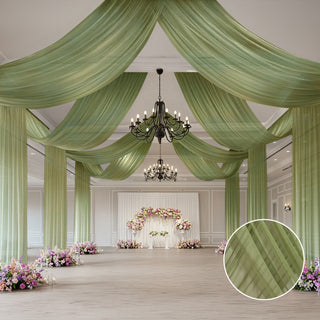 Beautiful Dusty Sage Green Sheer Ceiling Drapery To Upgrade Your Venue Beautiful Dusty Sage Green Sheer Ceiling Drapery To Upgrade Your Venue