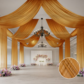 Beautiful Gold Sheer Ceiling Drapery To Upgrade Your Venue Beautiful Gold Sheer Ceiling Drapery To Upgrade Your Venue