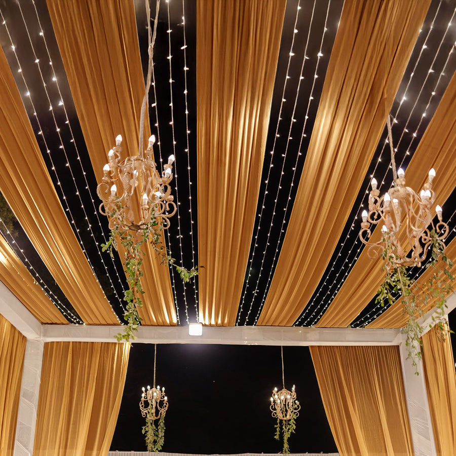 Gold Sheer Backdrop Drape – 5ftx32ft Wedding Arch & Ceiling Decor Panel, Wrinkle-Resistant with Soft
