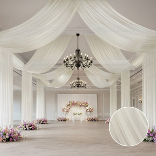 Beautiful Ivory Sheer Ceiling Drapery To Upgrade Your Venue Beautiful Ivory Sheer Ceiling Drapery To Upgrade Your Venue
