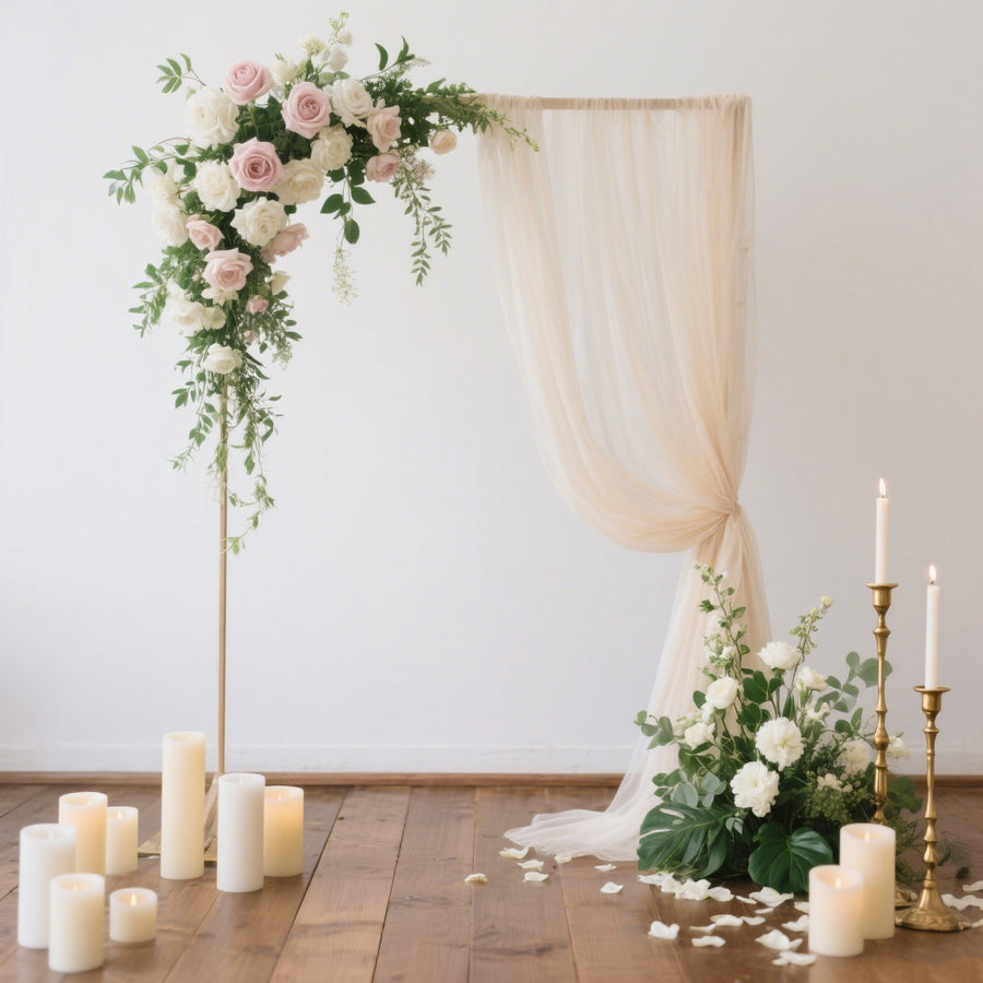 Sheer Backdrop Curtain Panel 5ft × 10ft Beige – Wedding Arch Drape with Rod Pocket