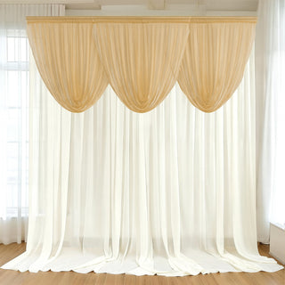 Sheer cream curtains draped elegantly in a bright room.
