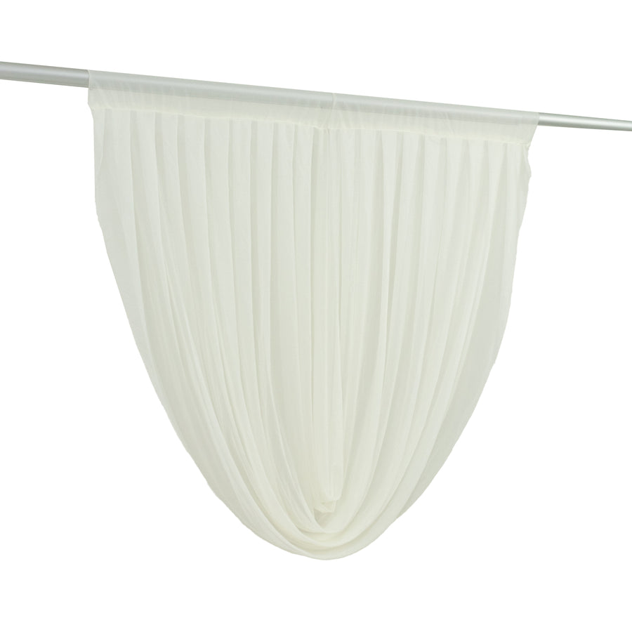 White sheer curtain panel with rod on white background