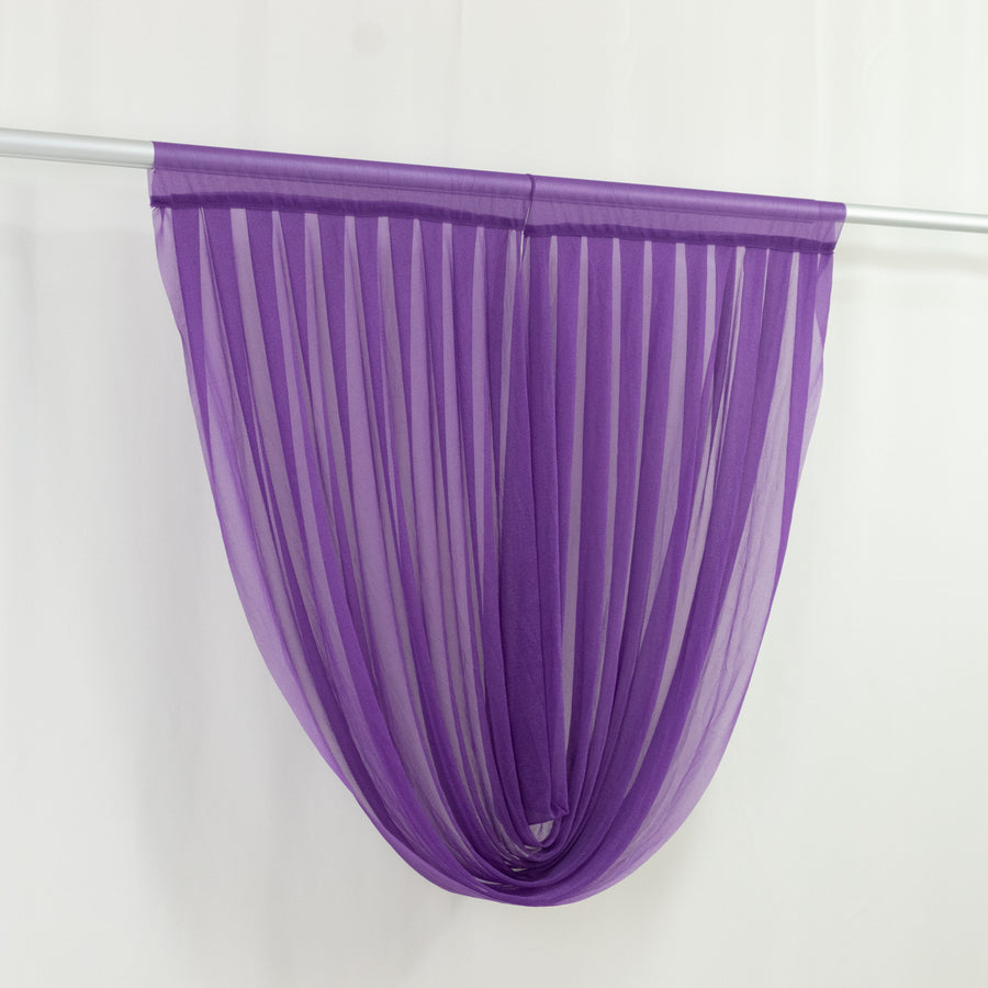 4ft x 4ft Sheer Chiffon Backdrop Valance Drapes – Purple Curved Swag Topper Panel