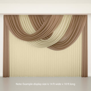 Draped fabric curtains in brown and cream for elegant decor
