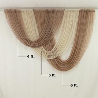 Draped fabric curtains in brown and cream for elegant decor