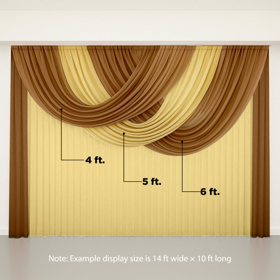 Elegant brown and yellow drapery backdrop for events and displays.
