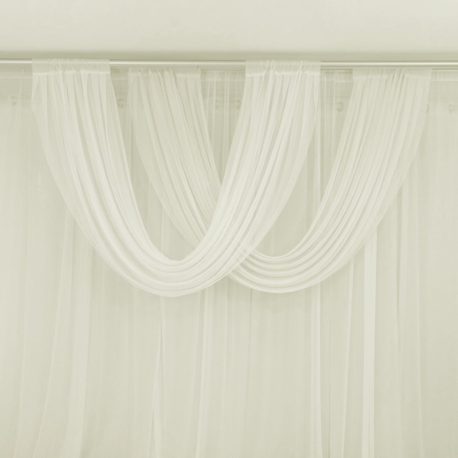 Ivory Sheer Chiffon Valance Curtain 4ft x 5ft – Wedding Arch Drape with Rod Pocket