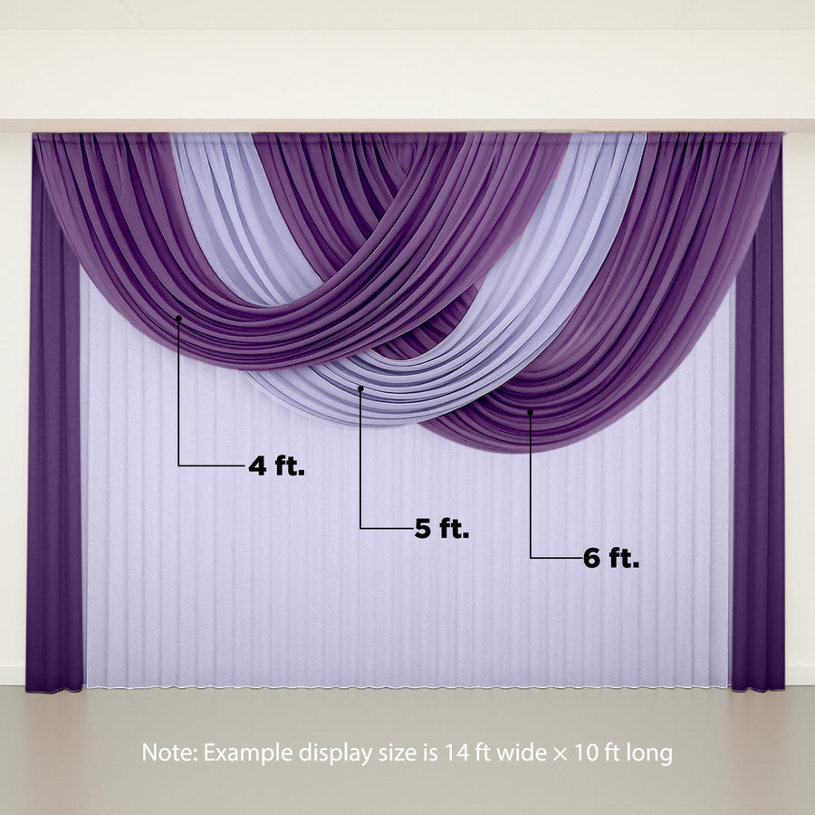 Purple and lavender drapery backdrop for event displays.